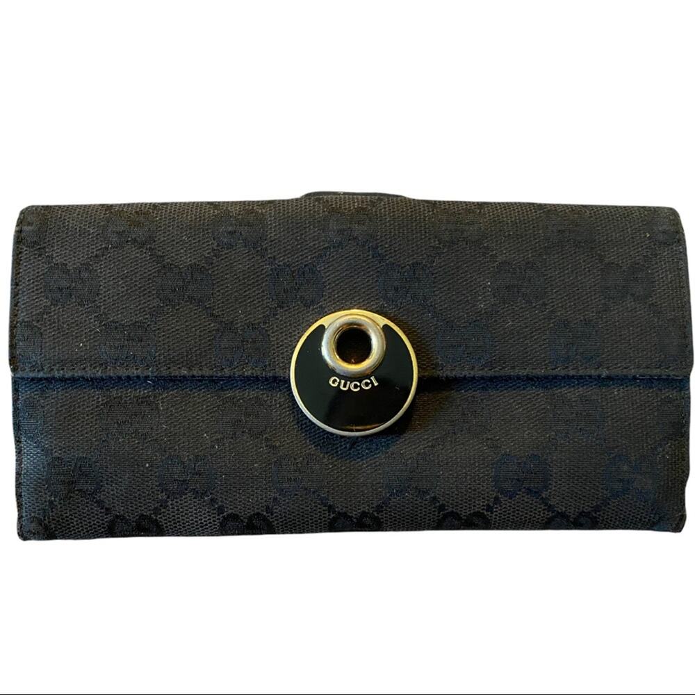 Gucci Authentic Signature GG Black Folding GG Wallet